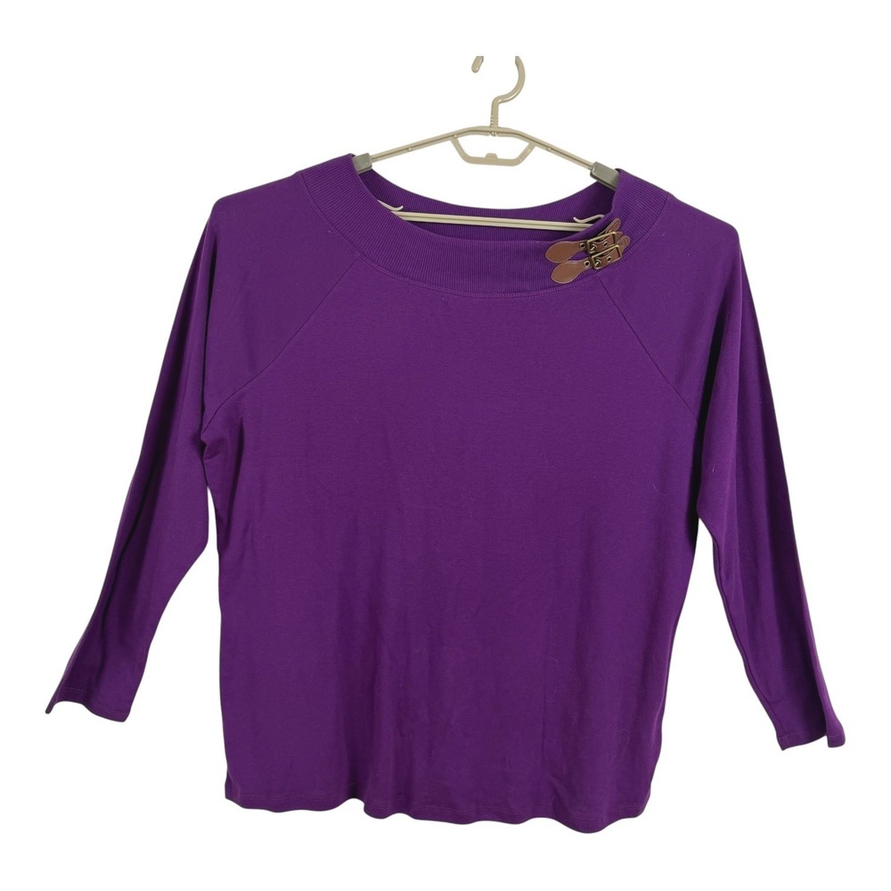 Lauren Ralph Lauren Women Purple Pullover Top 3X Buckle Equestrian Old Money